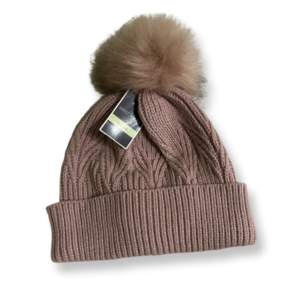NWT Westloop Pink Pom Pom Beanie